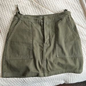 Green denim skirt